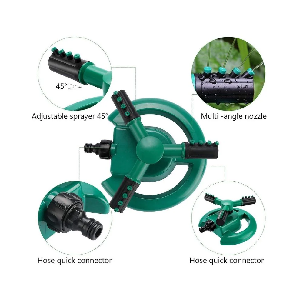 3-in-1 Garden Sprinkler Automatic 360° Rotating Adjustable Arms for Garden, Yard, and Hose Irrigation - Image 2