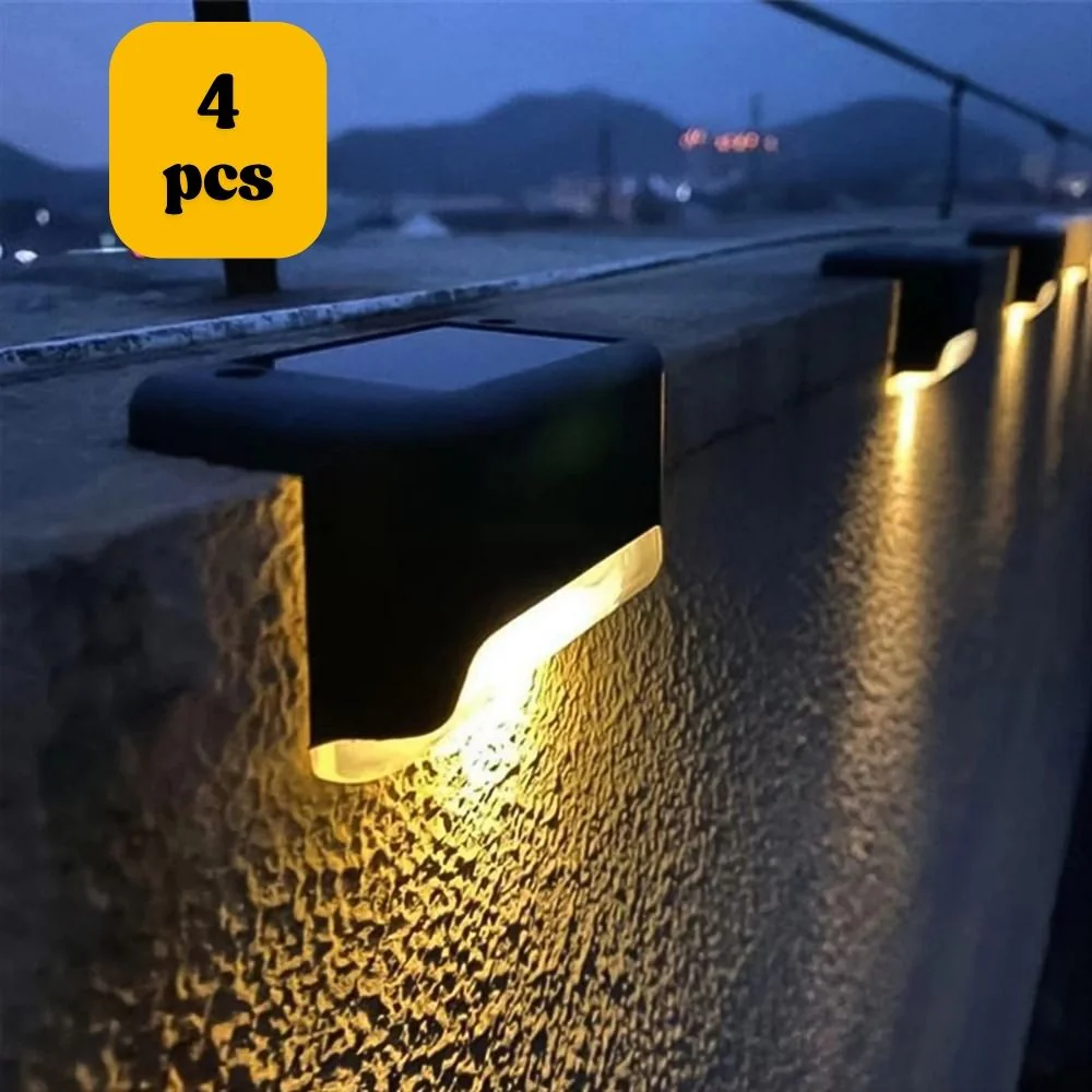 4-Piece Solar Decorative Waterproof Garden, Stair & Railing Lights – Outdoor LED Lights for Home Décor