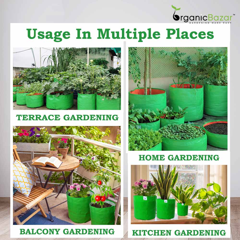 OrganicBazar 9x9 Small Grow Bag for Terrace Garden, Premium HDPE 260 GSM, Green Plant Bags - Image 15