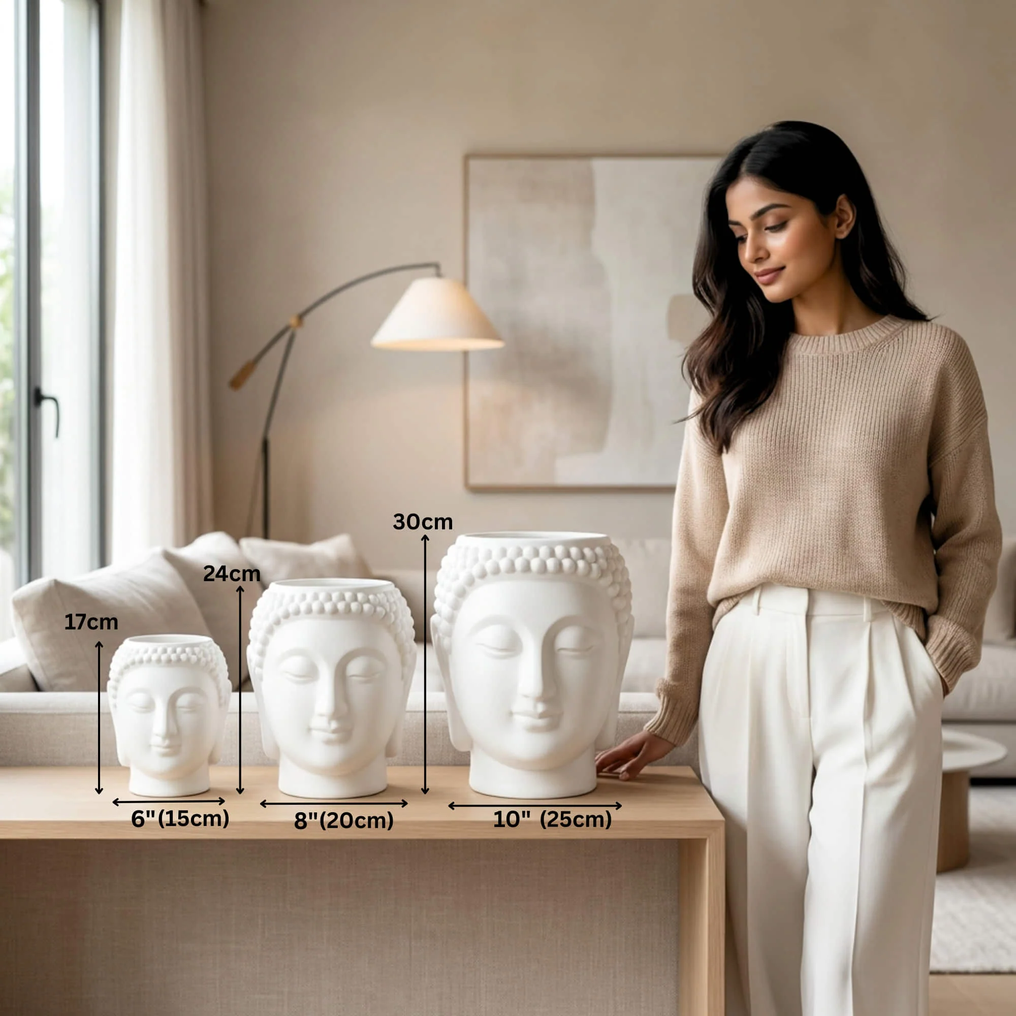Buddha Face Planter Plastic Pot (Pack of 1) – Luxury Geometric Designer Unique Plant Pots for Living Room, Bedroom, Office, Villa, & premium commercial interiors - Image 3