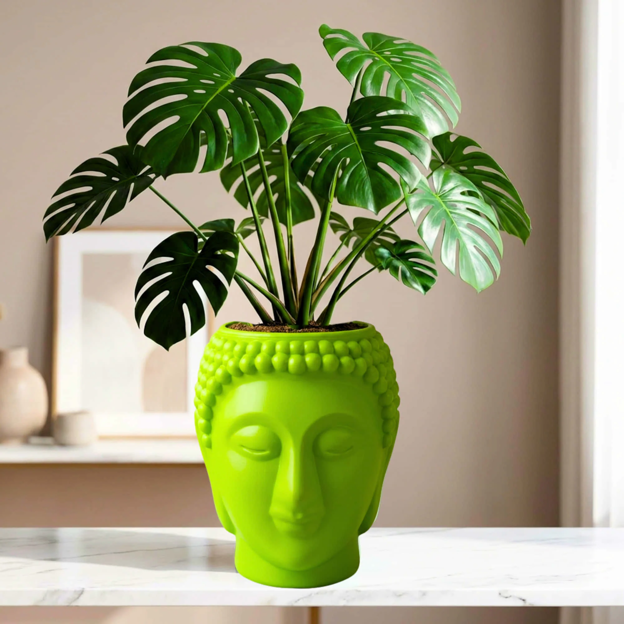 Buddha Face Planter Plastic Pot (Pack of 1) – Luxury Geometric Designer Unique Plant Pots for Living Room, Bedroom, Office, Villa, & premium commercial interiors - Image 7