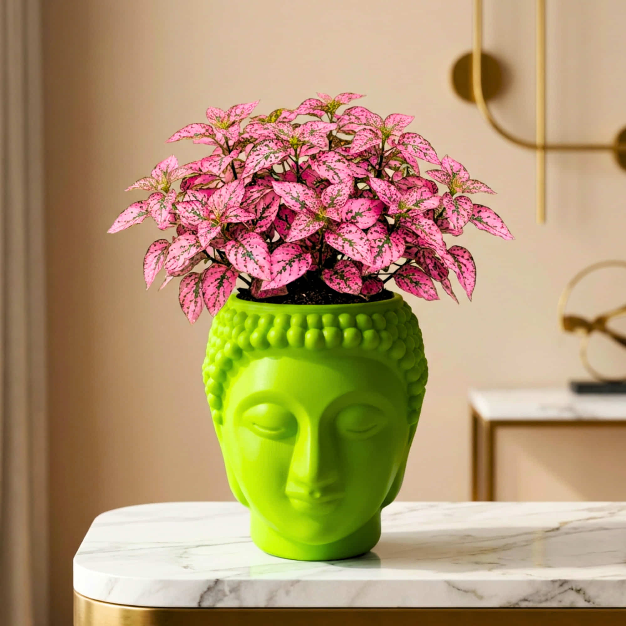 Buddha Face Planter Plastic Pot (Pack of 1) – Luxury Geometric Designer Unique Plant Pots for Living Room, Bedroom, Office, Villa, & premium commercial interiors - Image 9