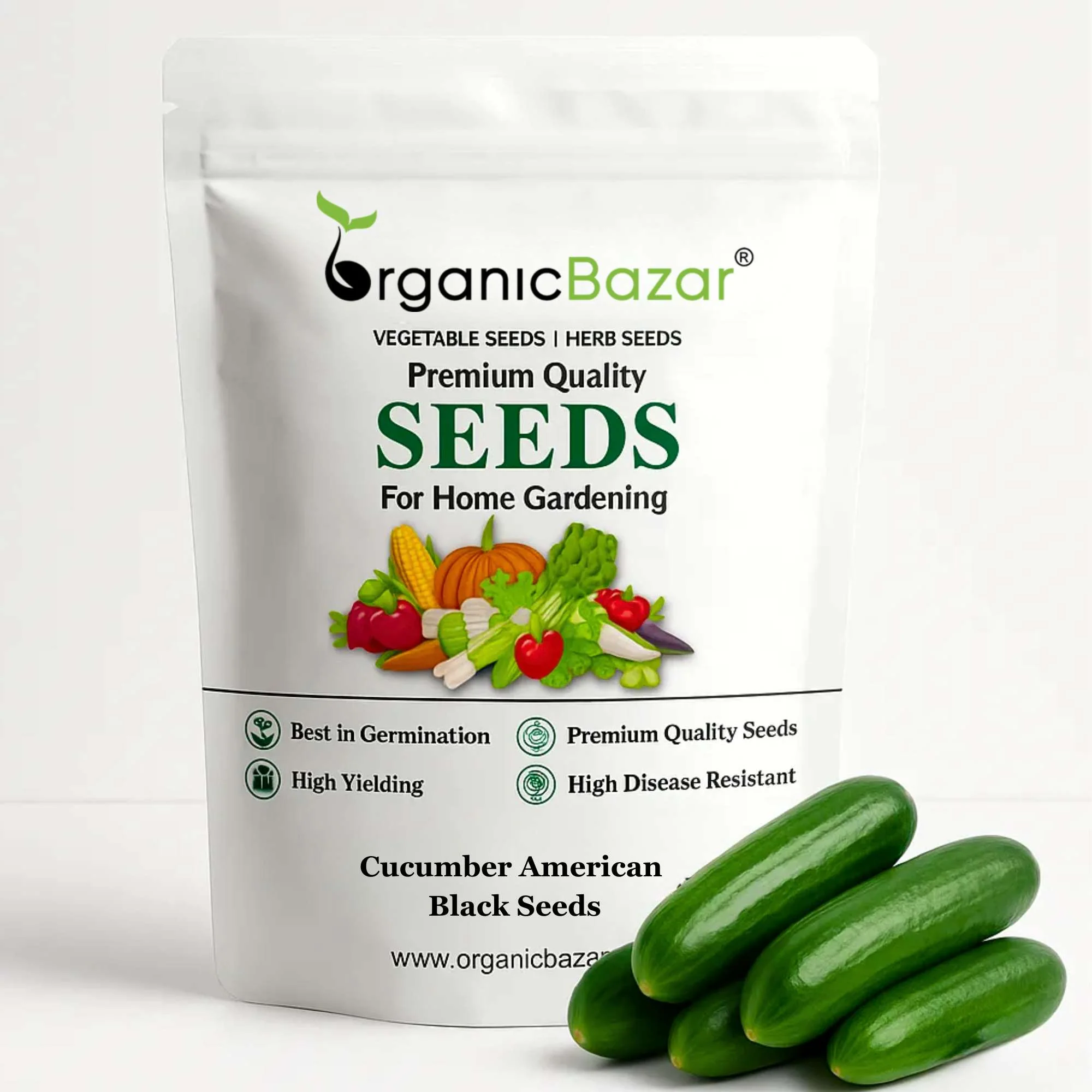 Cucumber American Black Seeds - 20 Seeds (Kakdi/ककड़ी/खीरा के बीज) High Germination, Easy to Grow, High Yield Seeds For Terrace Gardening