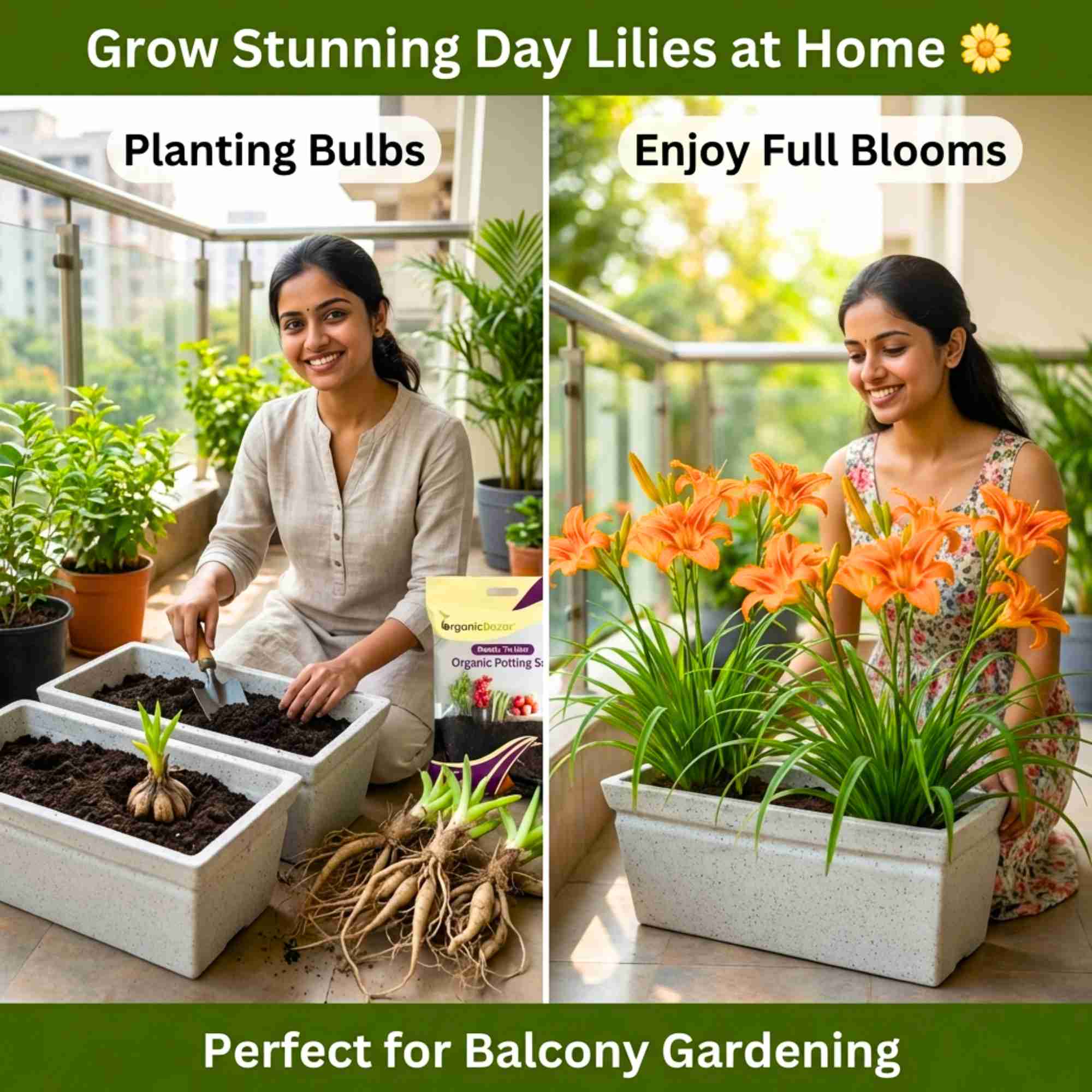 Day Lily Orange Flower Bulbs (05 Bulbs) Bright & Long-Lasting Garden Blooms - Image 2