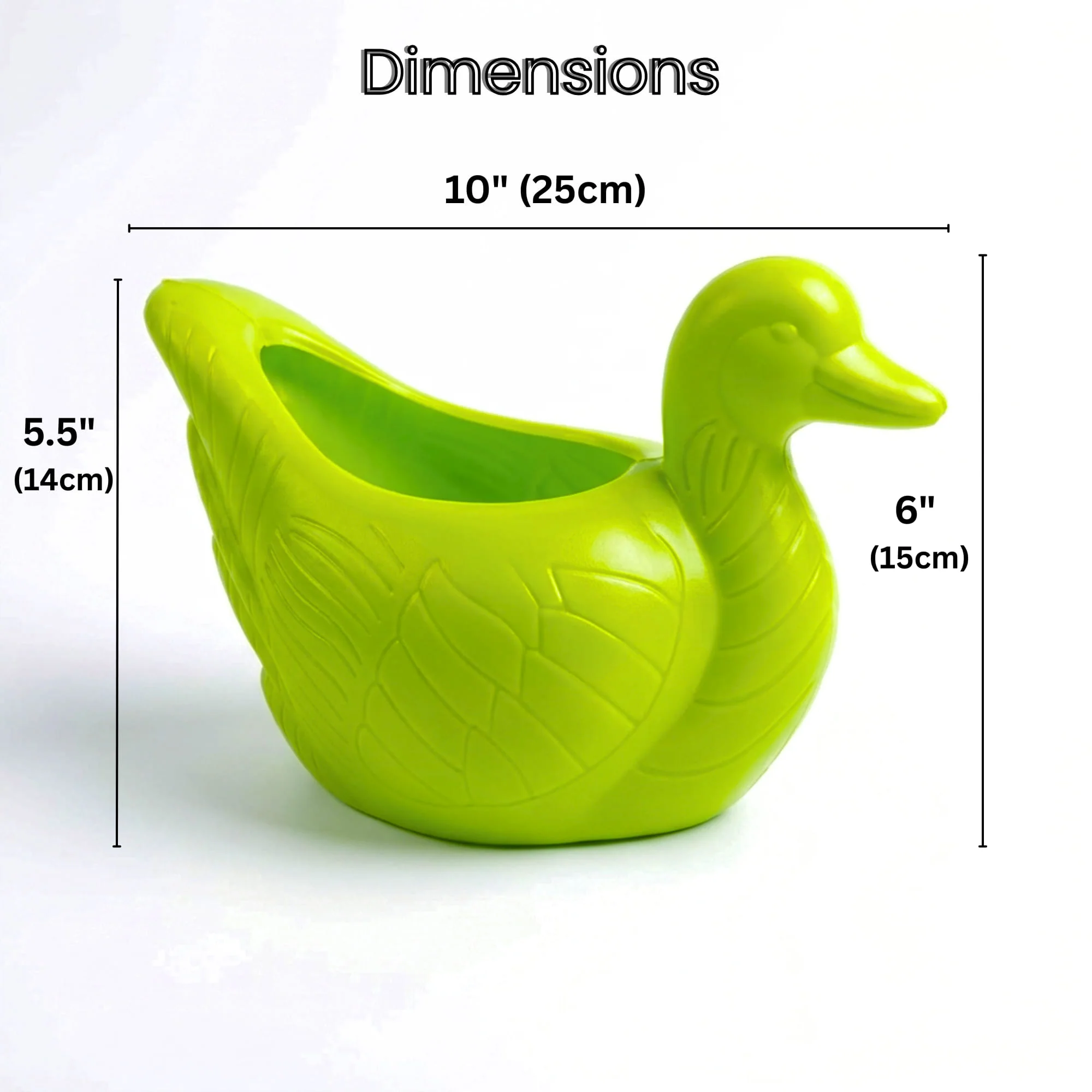 Duck Plastic Pot, Unique and Charming Decorative Planters, Ideal for Indoor and Outdoor Gardening or Gifting Purpose (Pack of 1, Lime Green) - Image 2