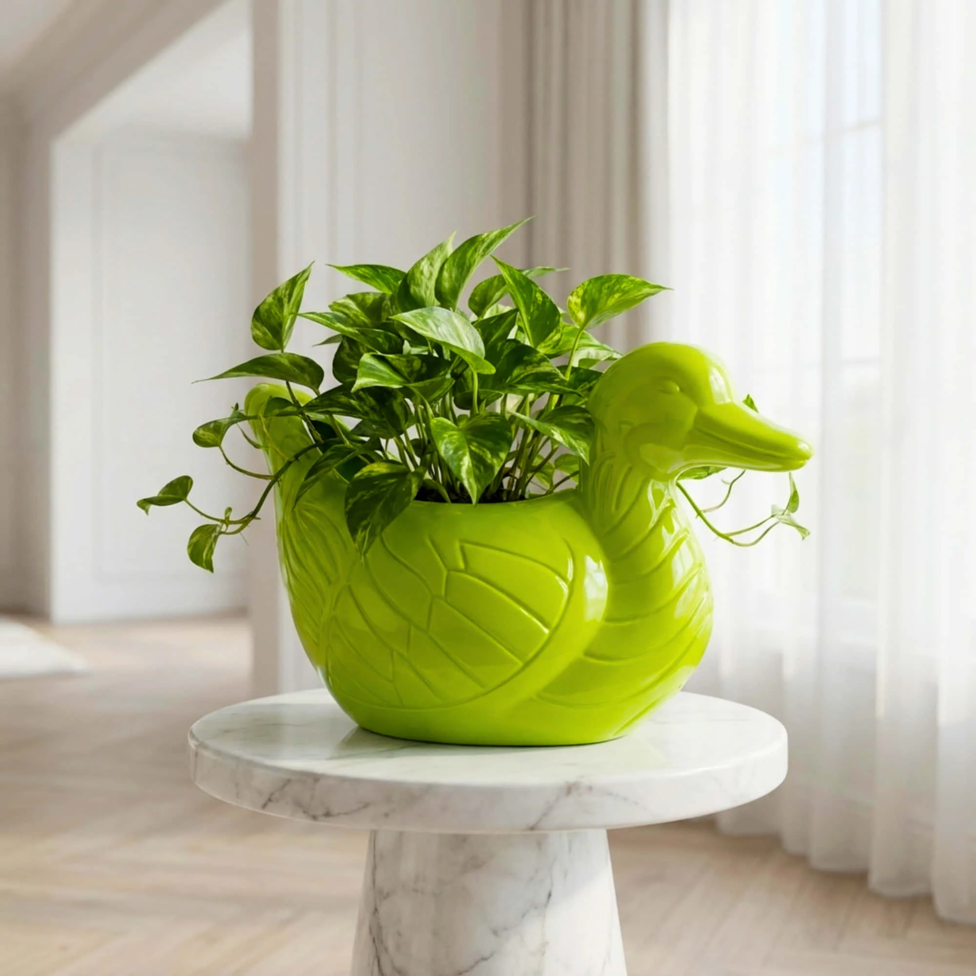 Duck Plastic Pot, Unique and Charming Decorative Planters, Ideal for Indoor and Outdoor Gardening or Gifting Purpose (Pack of 1, Lime Green) - Image 6