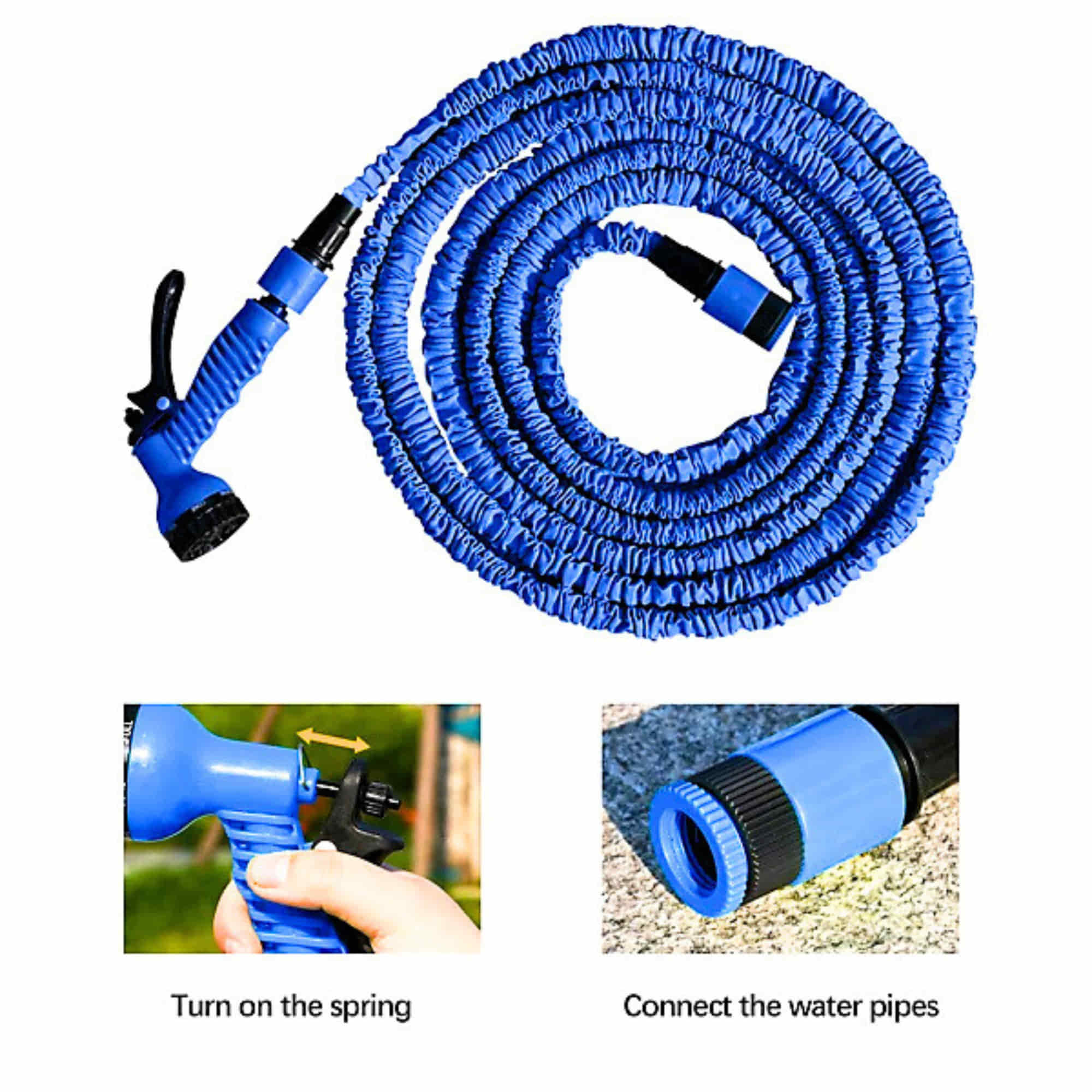 Expandable Hose Pipe with Spray Gun – For Garden| Lightweight, Flexible Water Hose with Nozzle (Blue) - Image 5