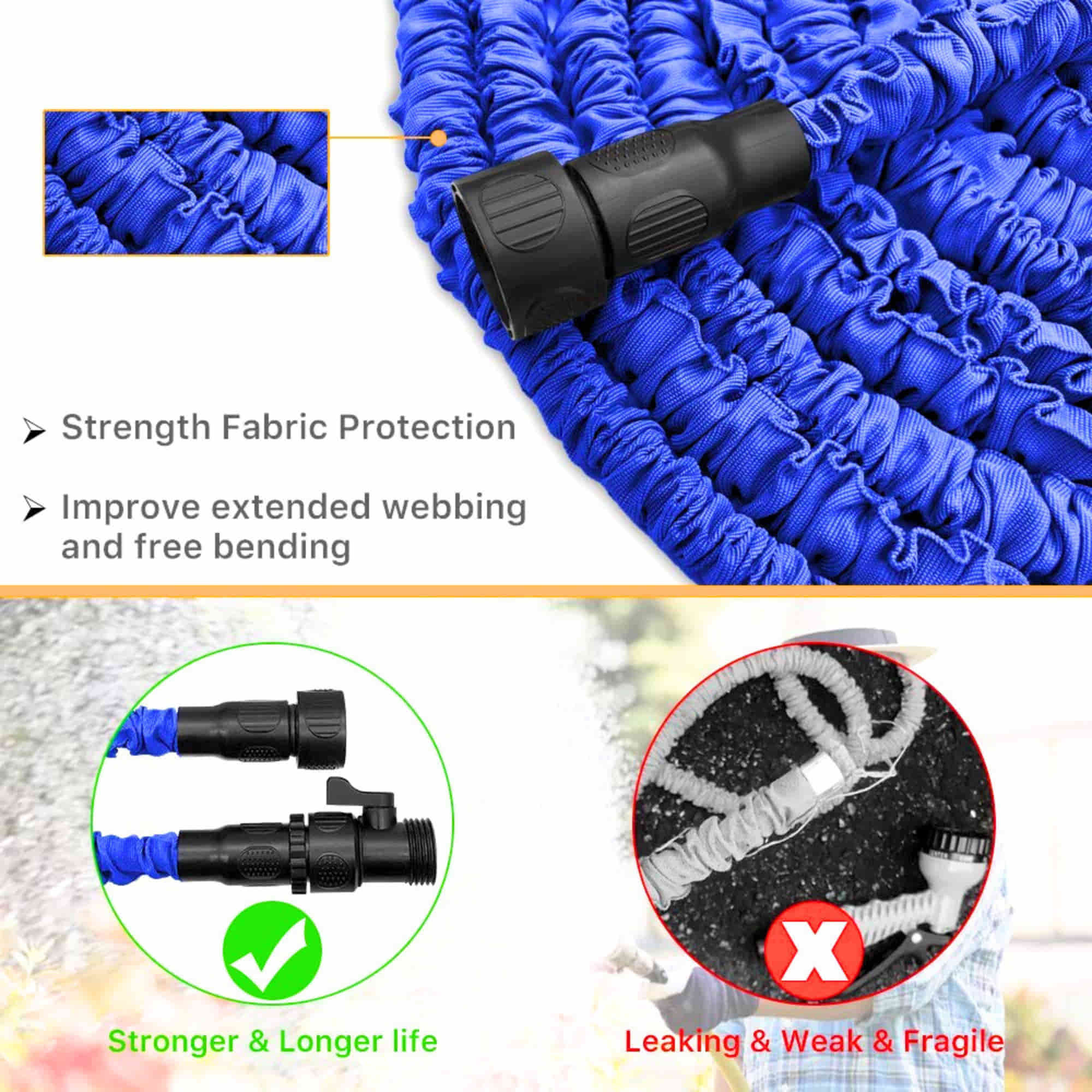 Expandable Hose Pipe with Spray Gun – For Garden| Lightweight, Flexible Water Hose with Nozzle (Blue) - Image 6