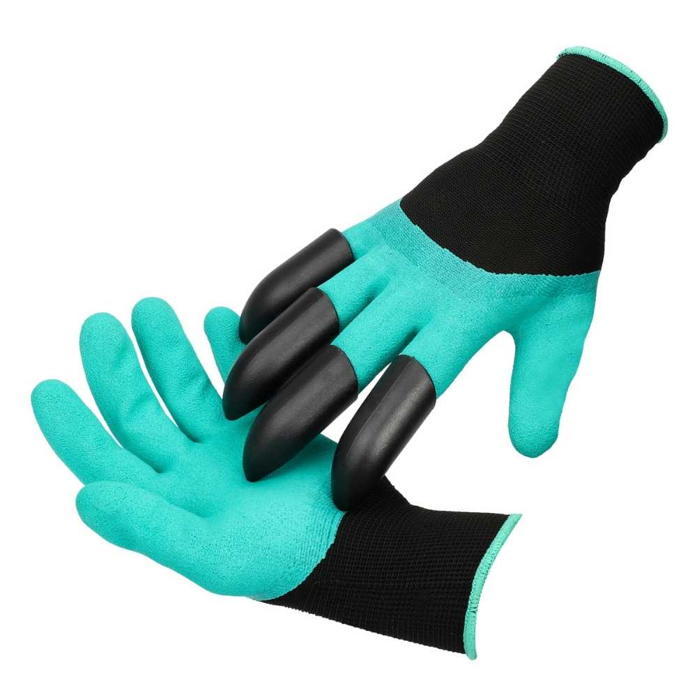 Garden Gloves with Claws for Digging & Planting (Unisex, Green)