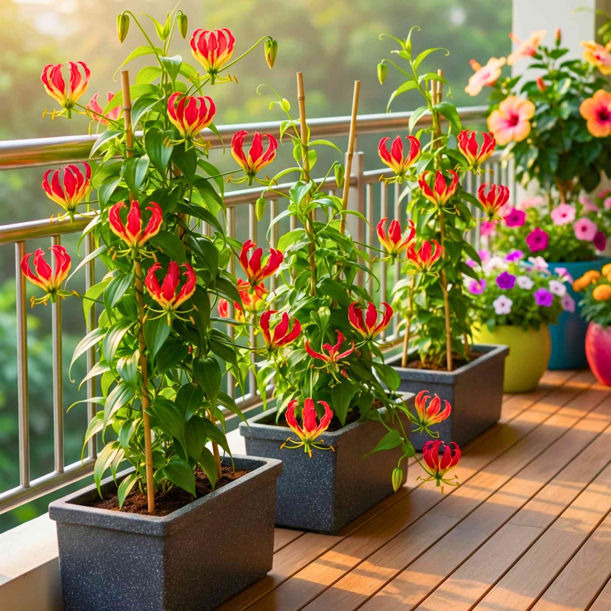 Gloriosa superba (Flame Lily/Glory Lily) Flower Bulbs (05N) Exotic Climbing Blooms 🌺 - Image 2