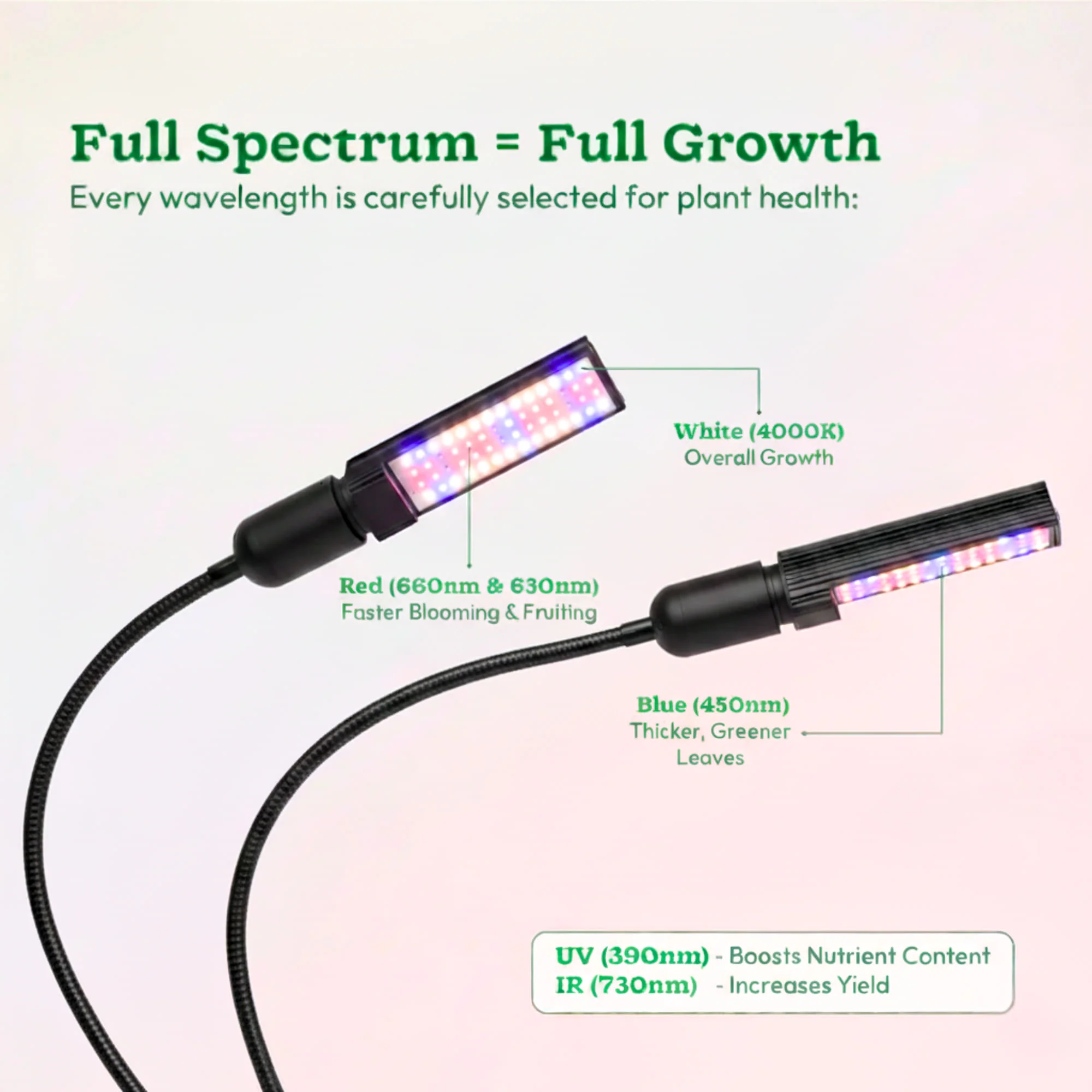Grow Light with Full Spectrum LED for Indoor Plants — Dual Head with Adjustable Gooseneck & Smart controller switch - Image 2