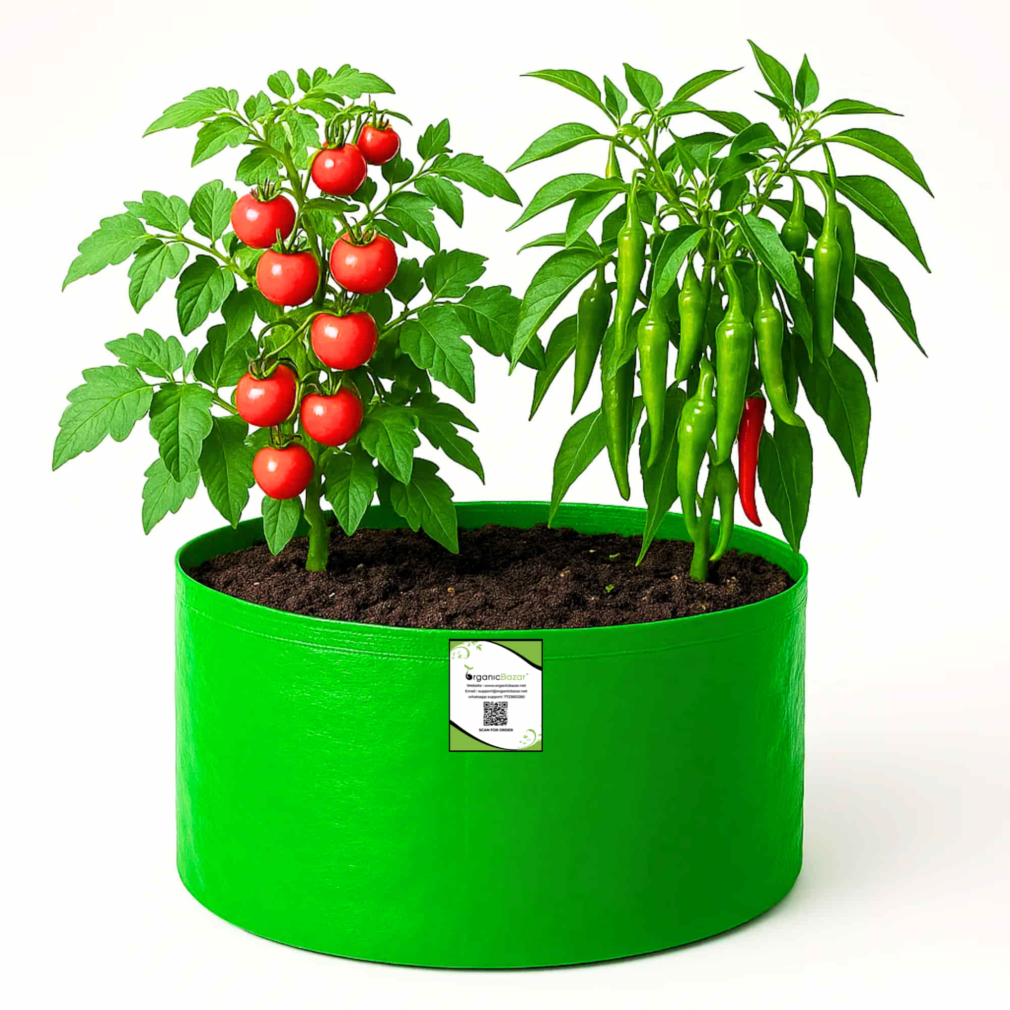 OrganicBazar 15x9 Grow Bag for Terrace Garden, Premium HDPE 260 GSM, Green Plant Bags - Image 3