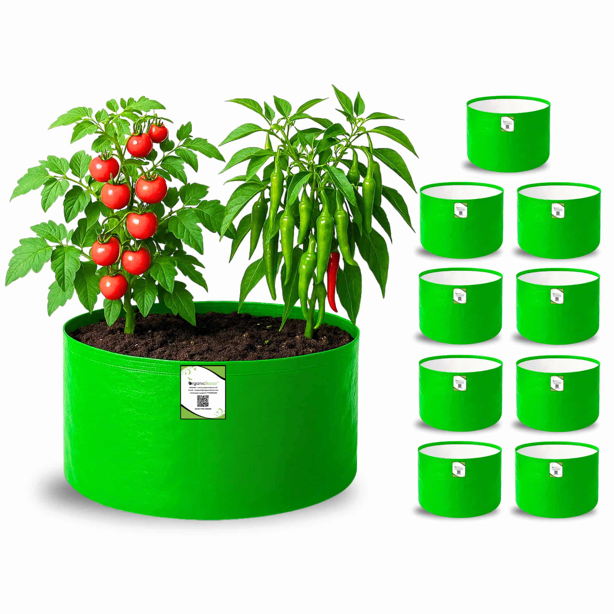 OrganicBazar 15x9 Grow Bag for Terrace Garden, Premium HDPE 260 GSM, Green Plant Bags - Image 5