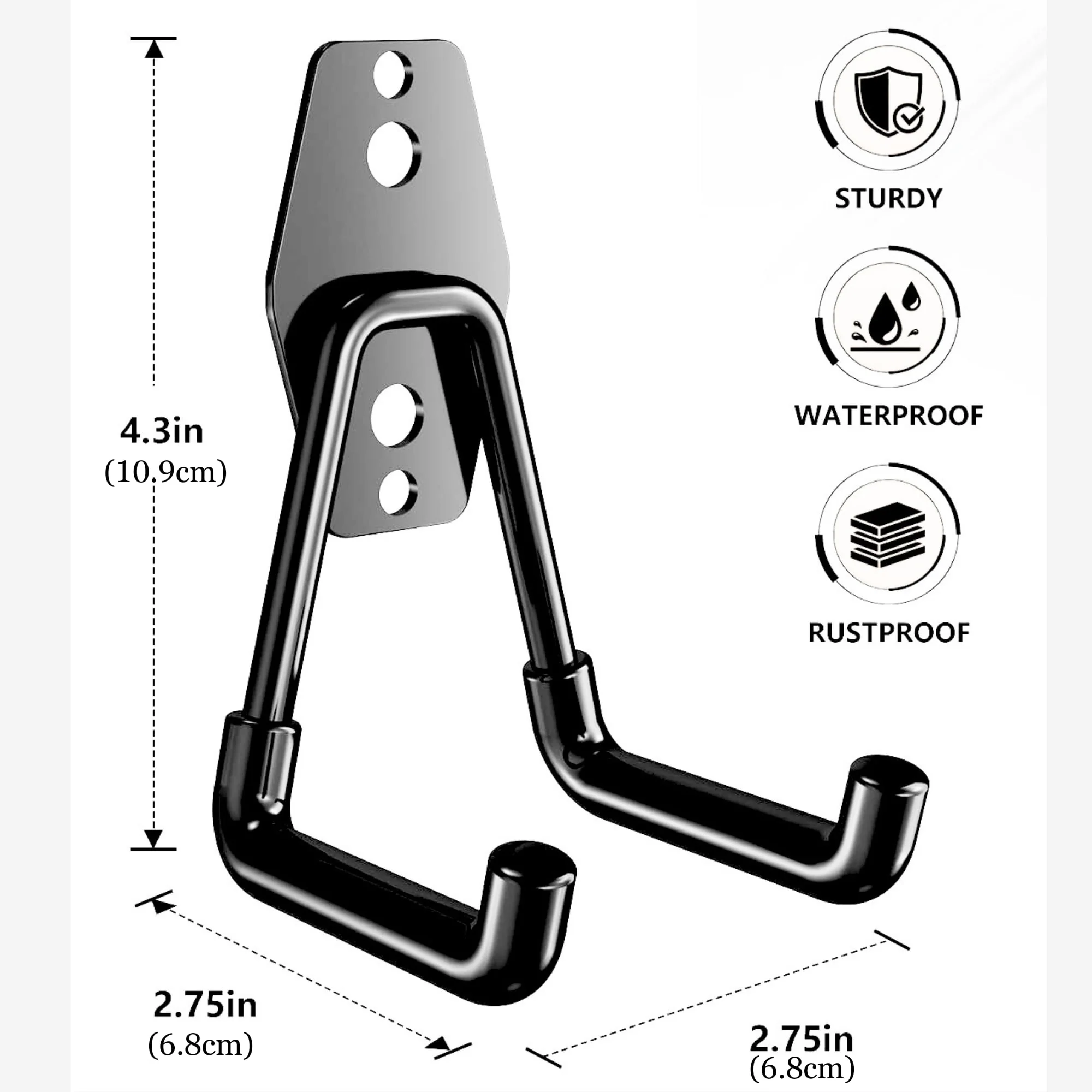 Garden Hose Hanger Hook Heavy Duty – Wall Mounted Metal Garden Pipe Holder Holder | Rust-Resistant Water Hose Organizer | Sturdy & Space-Saving Storage Hook for Yard, Lawn, Patio, Garage & Shed (Pack of 1) - Image 4