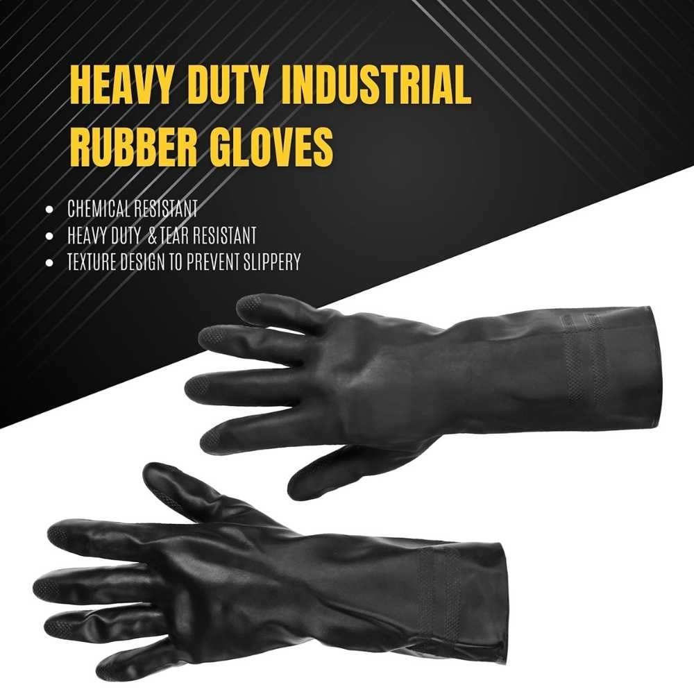 Rubber Hand Gloves Non-Slip (Black) - Image 2