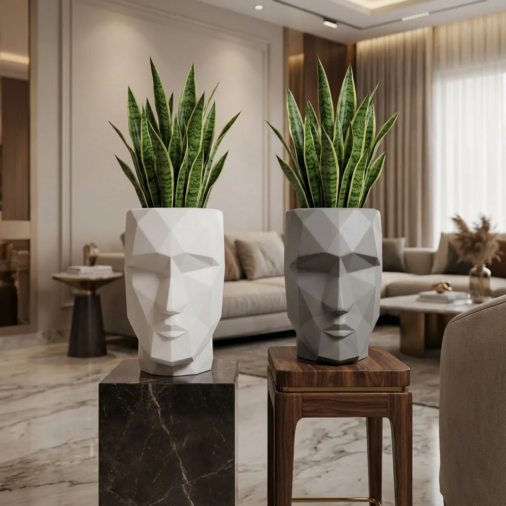 Iron Man Face Planter Pot (Pack of 1) – Luxury Geometric Designer Unique Plant Pots for Living Room, Bedroom, Office, Villa, & premium commercial interiors - Image 9