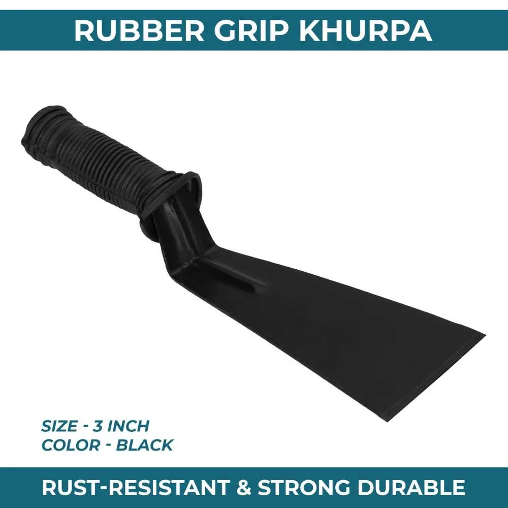 Rubber Grip Khurpa 3, Black (Blade Width 7.62 cm) - Image 2