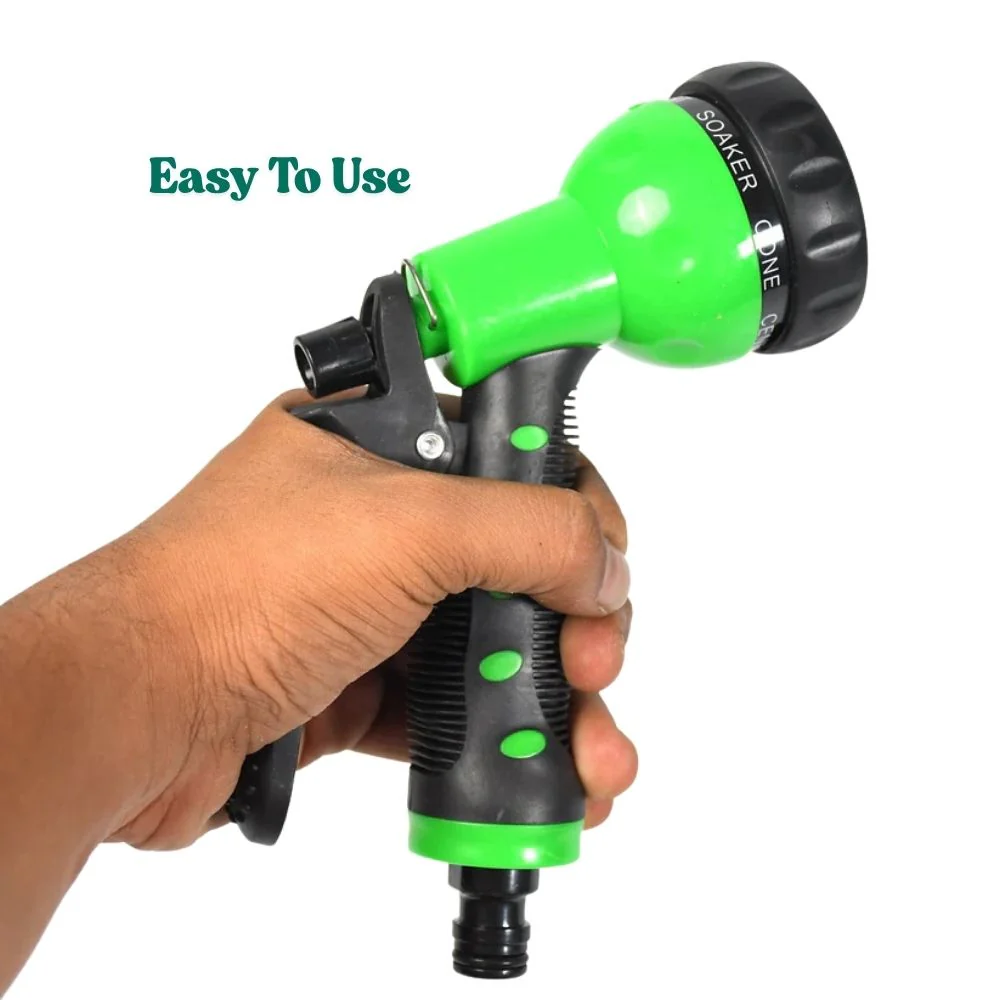 Multifunctional Garden Hose Nozzle Spray Gun (Green) 7 Spray Patterns | High Pressure | Insulated Grip | Heavy Duty - Image 2