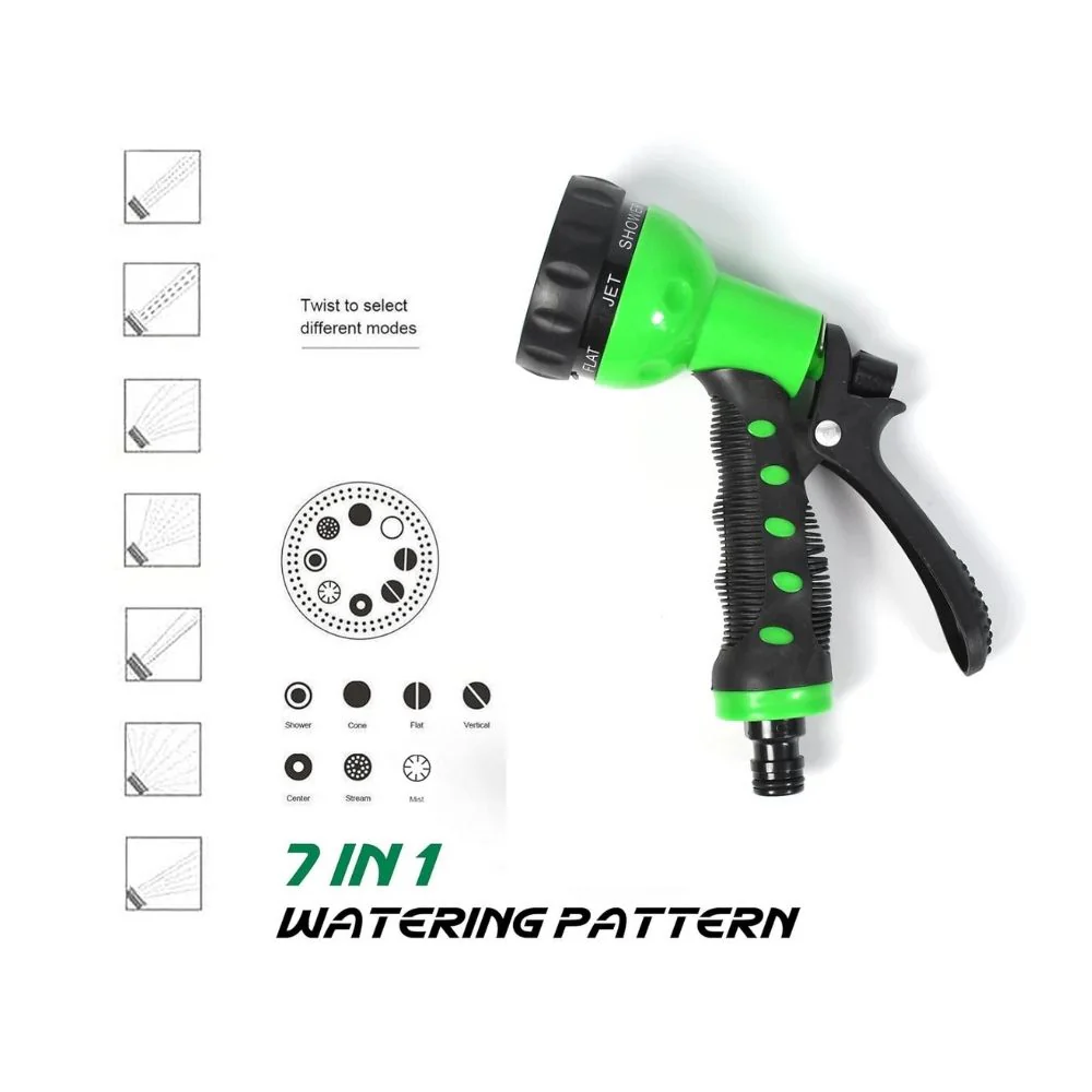 Multifunctional Garden Hose Nozzle Spray Gun (Green) 7 Spray Patterns | High Pressure | Insulated Grip | Heavy Duty - Image 3
