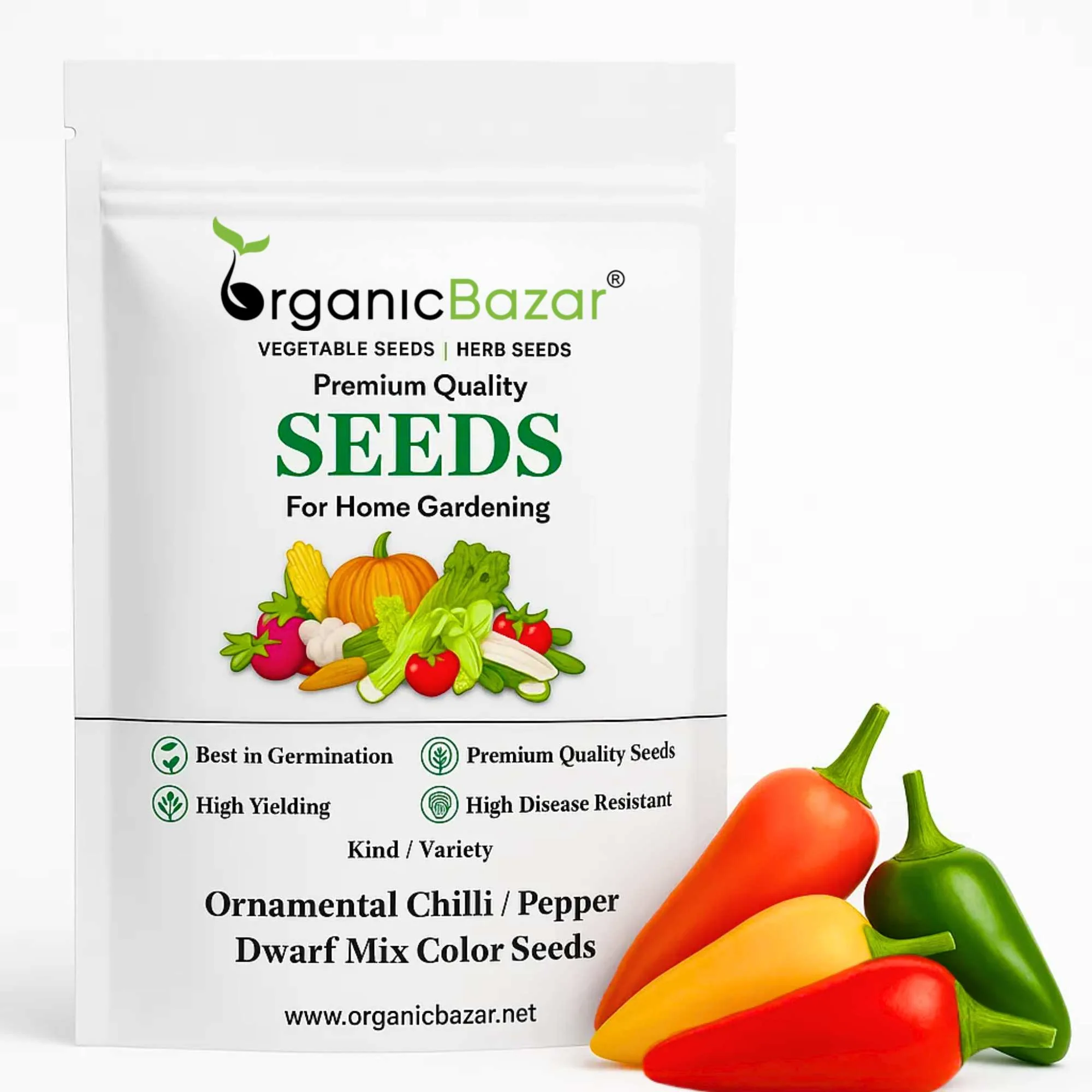 Ornamental Chilli/ Pepper Dwarf Mix Color Seeds - (10 Seeds) High Yield | High Germination | Ideal for indoor/outdoor use