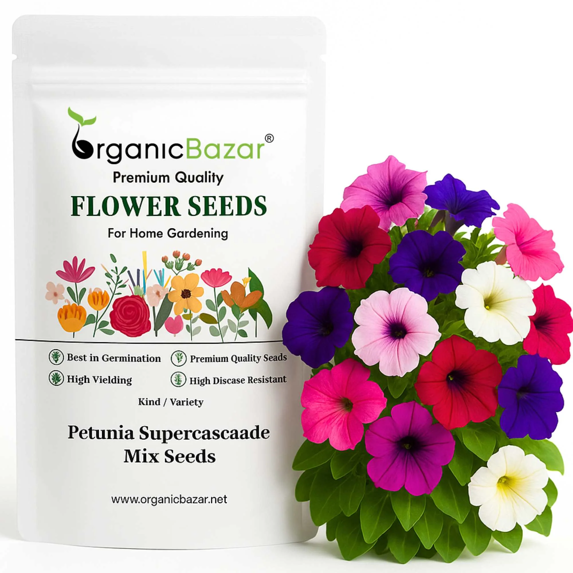 Petunia Supercascade Mix Seeds (100 Seeds) High Germination/ Easy To grow/ Perfect for pots, balconies, or Terrace gardens