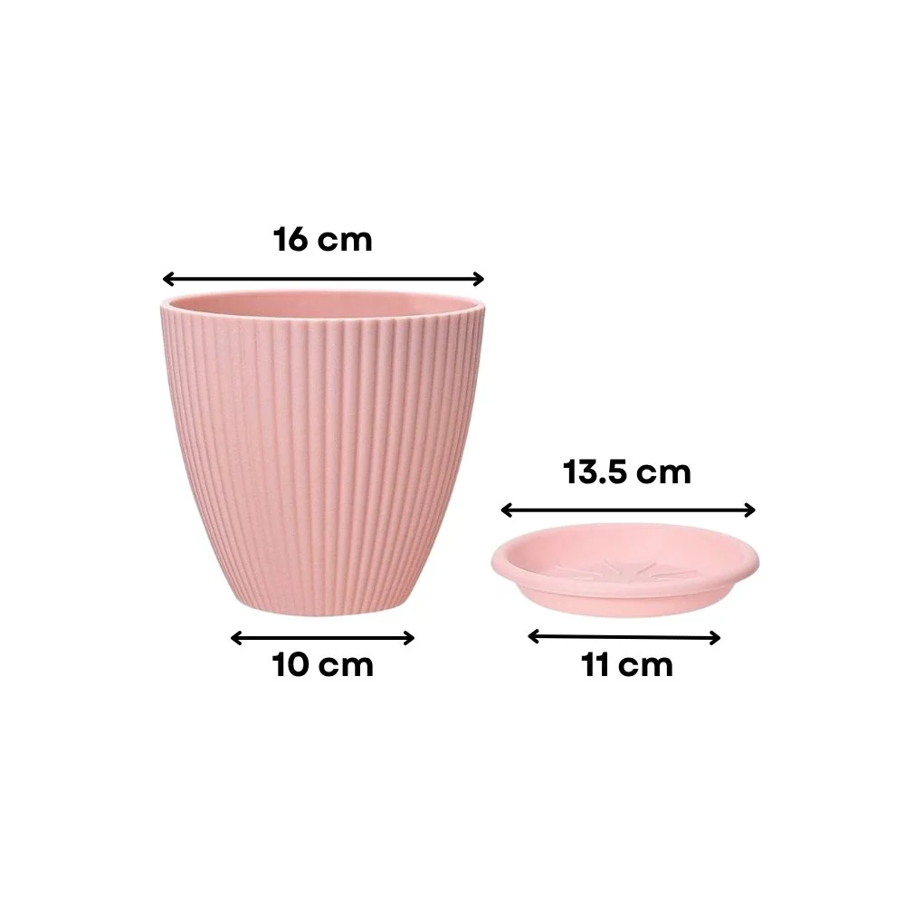 Plastic Flower Pot with Tray (Multicolor, Pack of 5) - Image 5