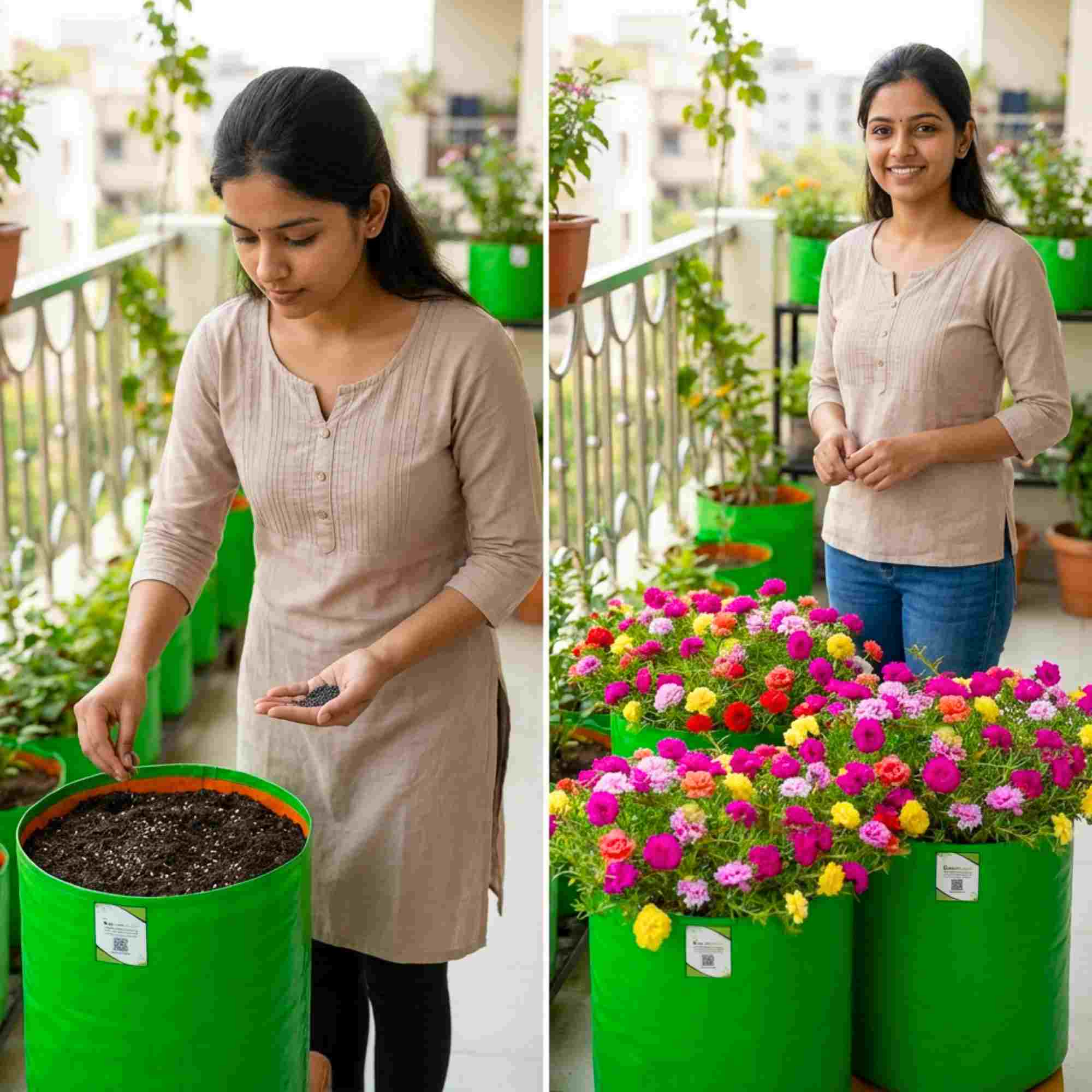 Portulaca Grandiflora (Moss Rose) Double Mix Seeds (500 Seeds) High Germination/ Easy To grow/ Perfect for pots, balconies, or Terrace gardens - Image 3