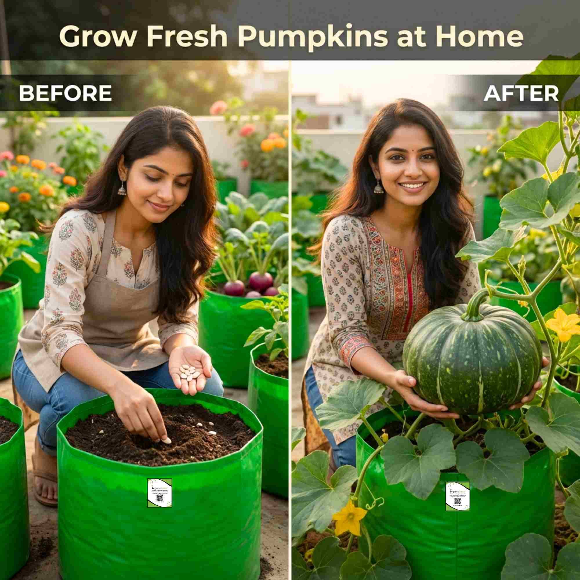 Pumpkin (kaddu) Seeds - 12 Seeds (कद्दू के बीज) Easy To grow, High Germination, High Yield Kaddu Seeds for Home Gardening - Image 3