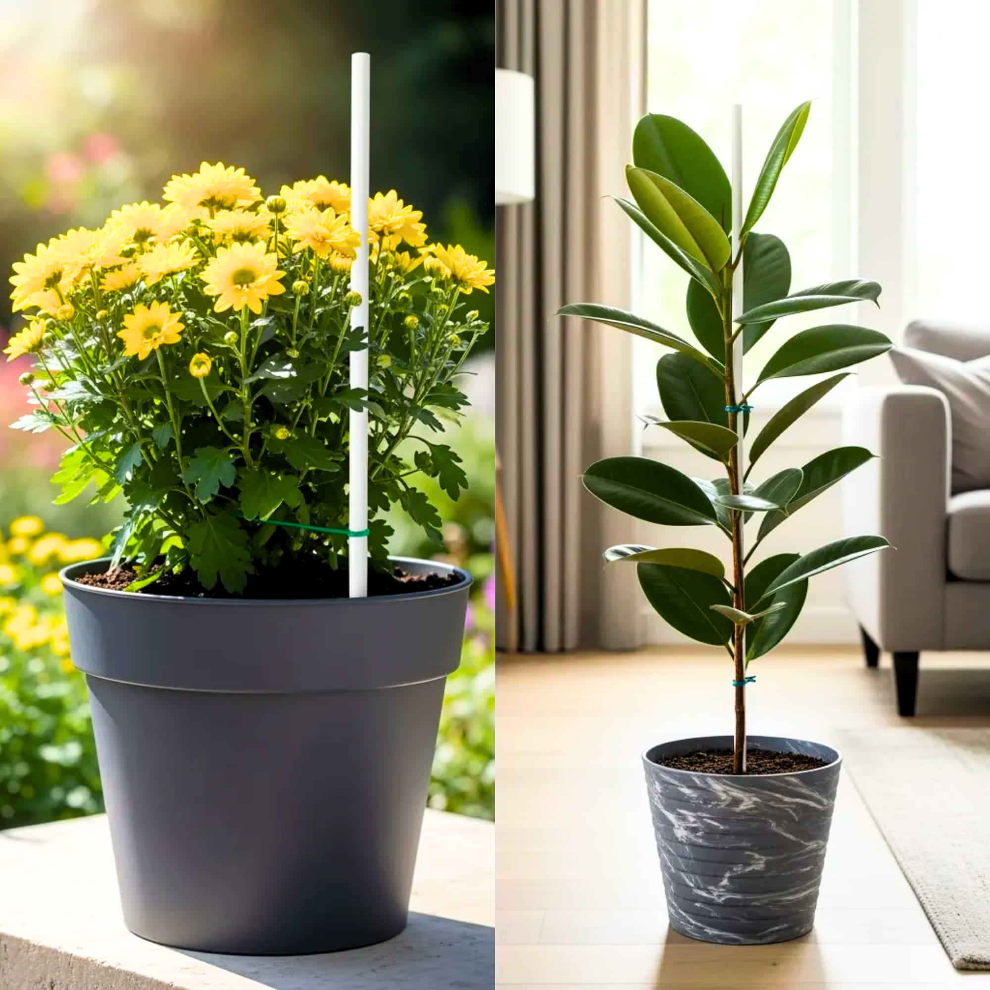 PVC Plant Support Sticks for Home Garden (White, Pack of 8)| Creepers & Climbers | Vertical Growth Support for Plants & Flowers - Image 4