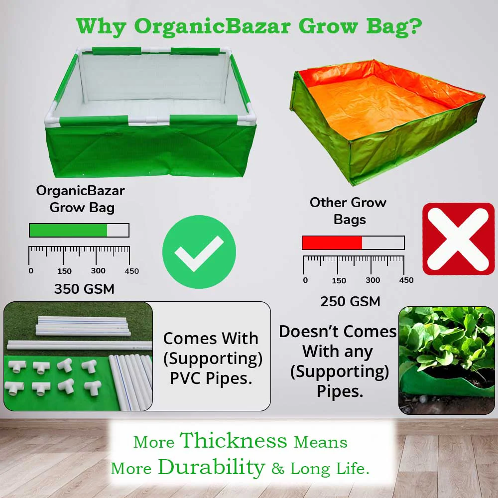 HDPE 36x24x12 Rectangle Grow Bag With Supporting Pvc Pipes Extra Thick Premium Quality Grow Bags - Image 4