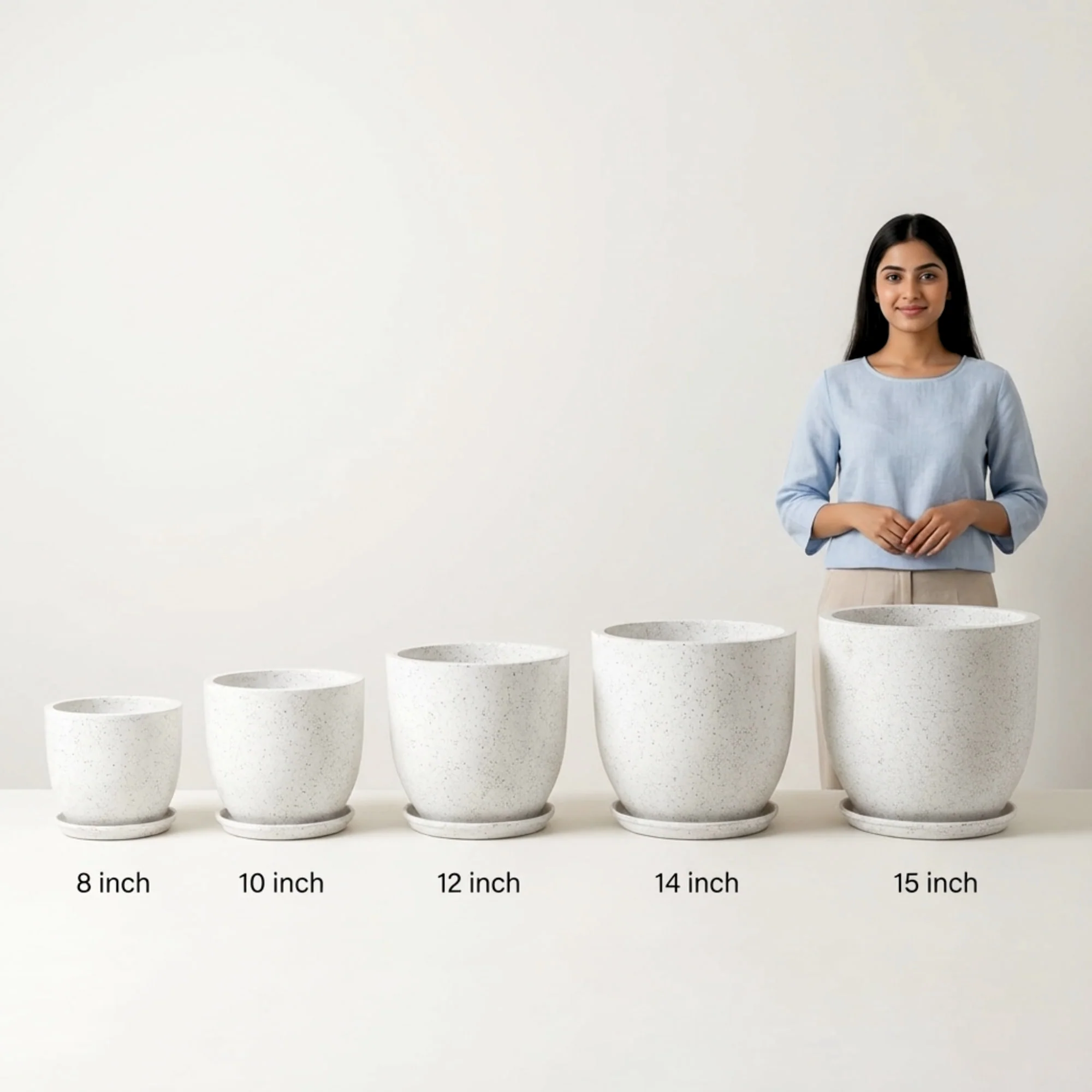 Roto-Moulded Aroma Pot with Saucer | Premium Stone-Finish Planter with 10+ Years Durability for Indoor & Outdoor Garden (Pack of 1) - Image 3