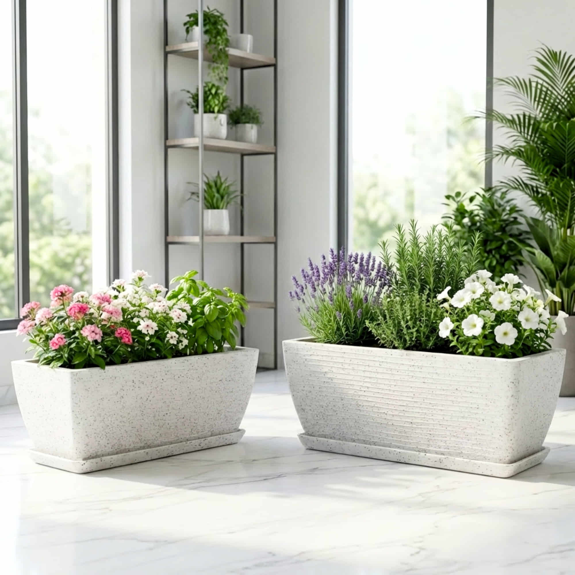 Roto Moulded Recta Planter Pot with Tray – Premium Balcony & Indoor Garden Planter - Image 3