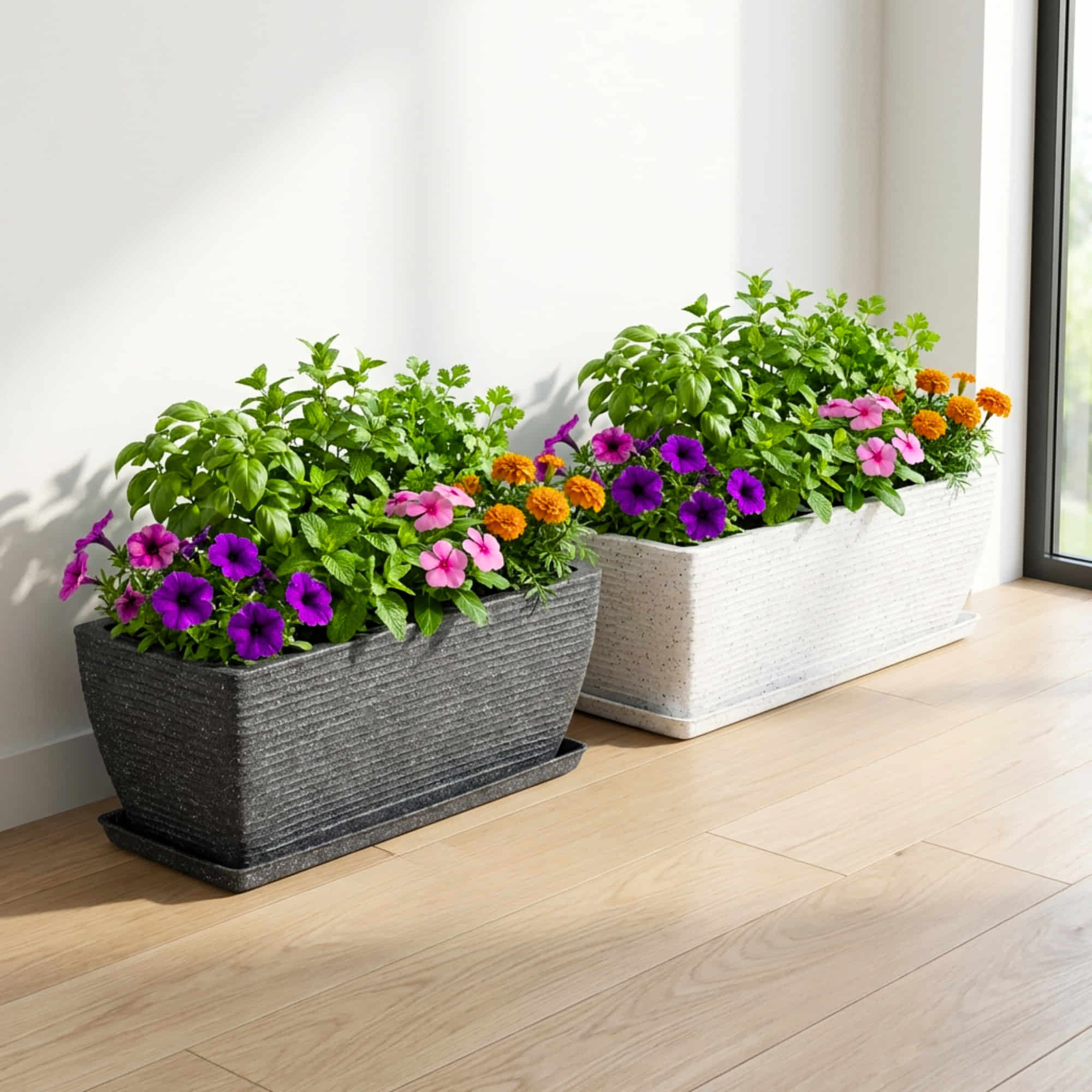 Roto Moulded Recta Planter Pot with Tray – Premium Balcony & Indoor Garden Planter - Image 7