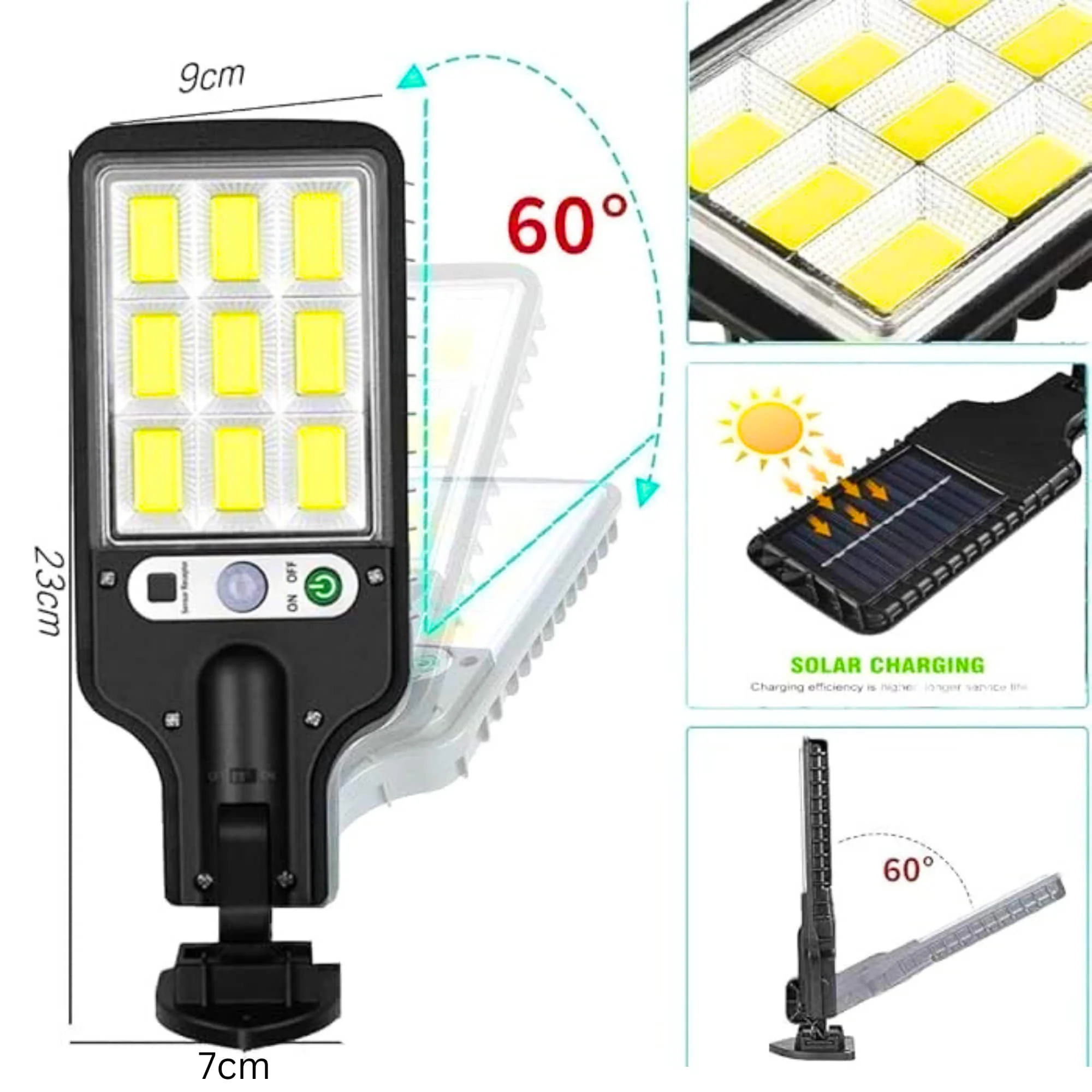 Solar LED Street Lamp Light | Super Bright COB LED | Motion Sensor | Remote Control | Auto-Chargeable Street Lamp for Front Porch, Patio, Garden & Outdoor (Pack of 1) - Image 4