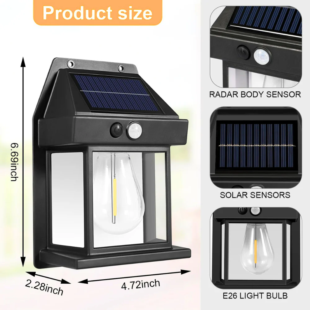 Solar Wall Lights Outdoor Motion Sensor – Auto-Chargeable Lamp for Front Porch, Patio, Garden (Pack of 1, Warm Yellow) - Image 2