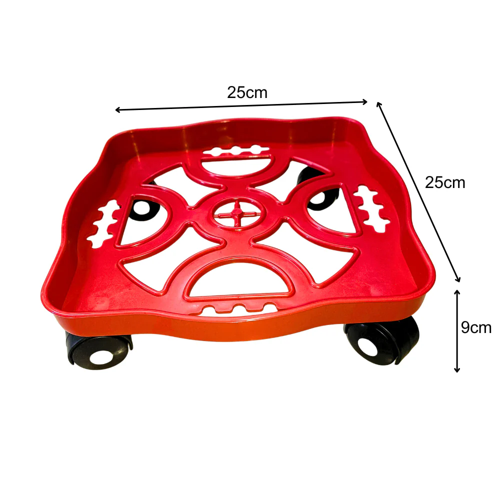 Square Plastic Trolley Stand for Garden Pots & Gas Cylinders (Pack of 2) | ABS Plastic with 4 Castor Wheels | Rustproof & Durable - Image 2