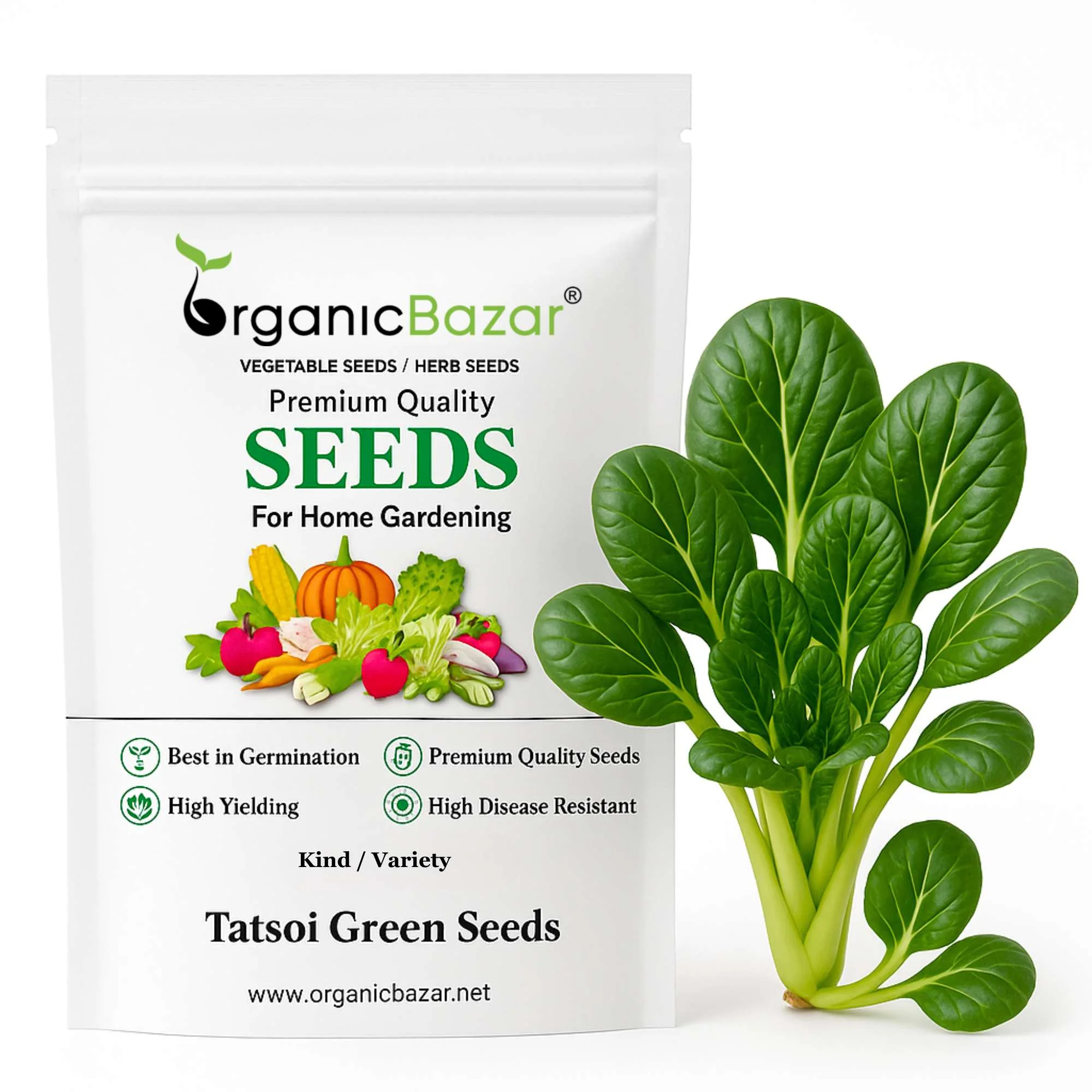 Tatsoi Green Seeds - 100 Seeds (तत्सोई ग्रीन के बीज) Fast Growing Leafy Vegetable