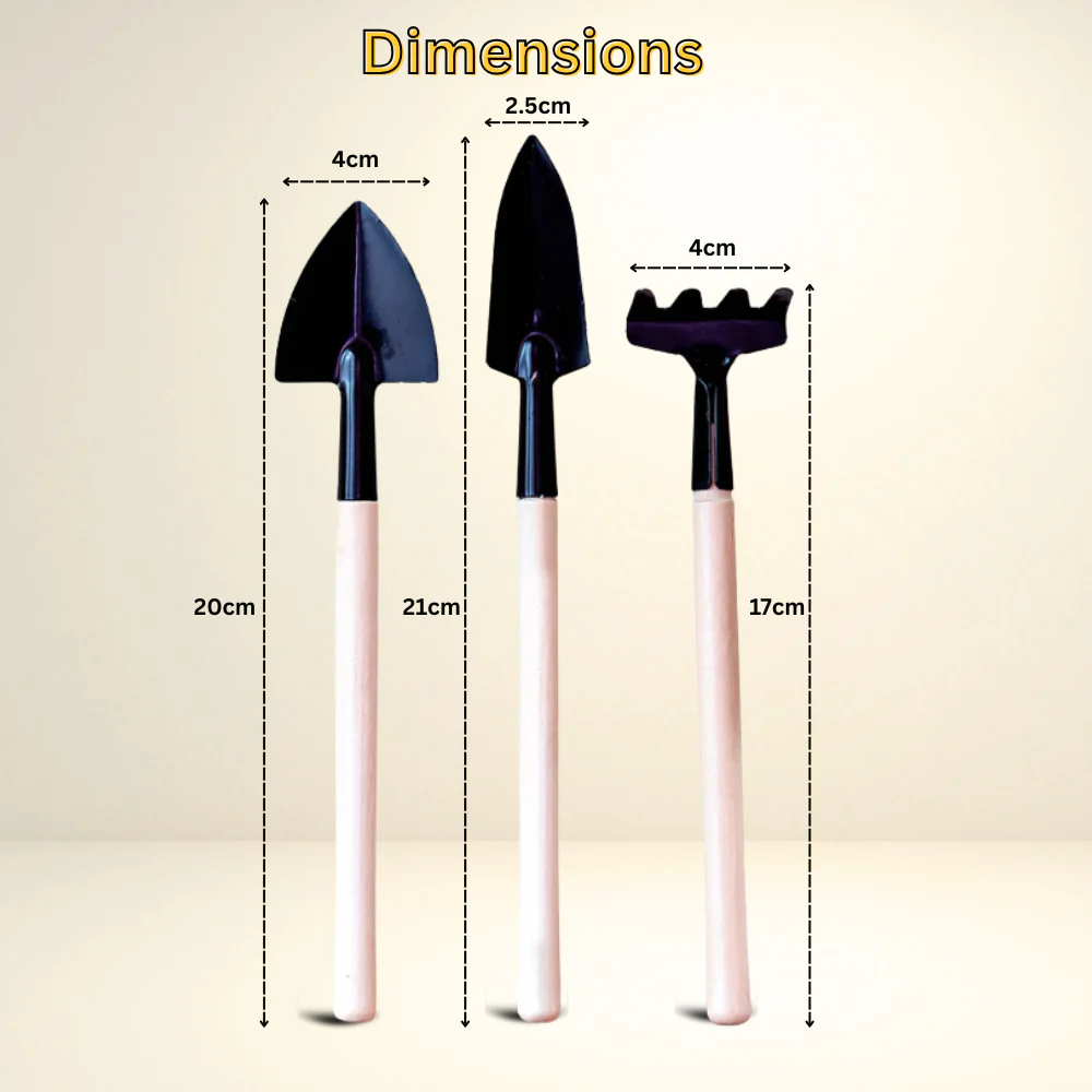 Toy Gardening Tools Kit with Wooden Handle, 3-Piece Mini Garden Tool Set for Kids & Beginners - Image 2