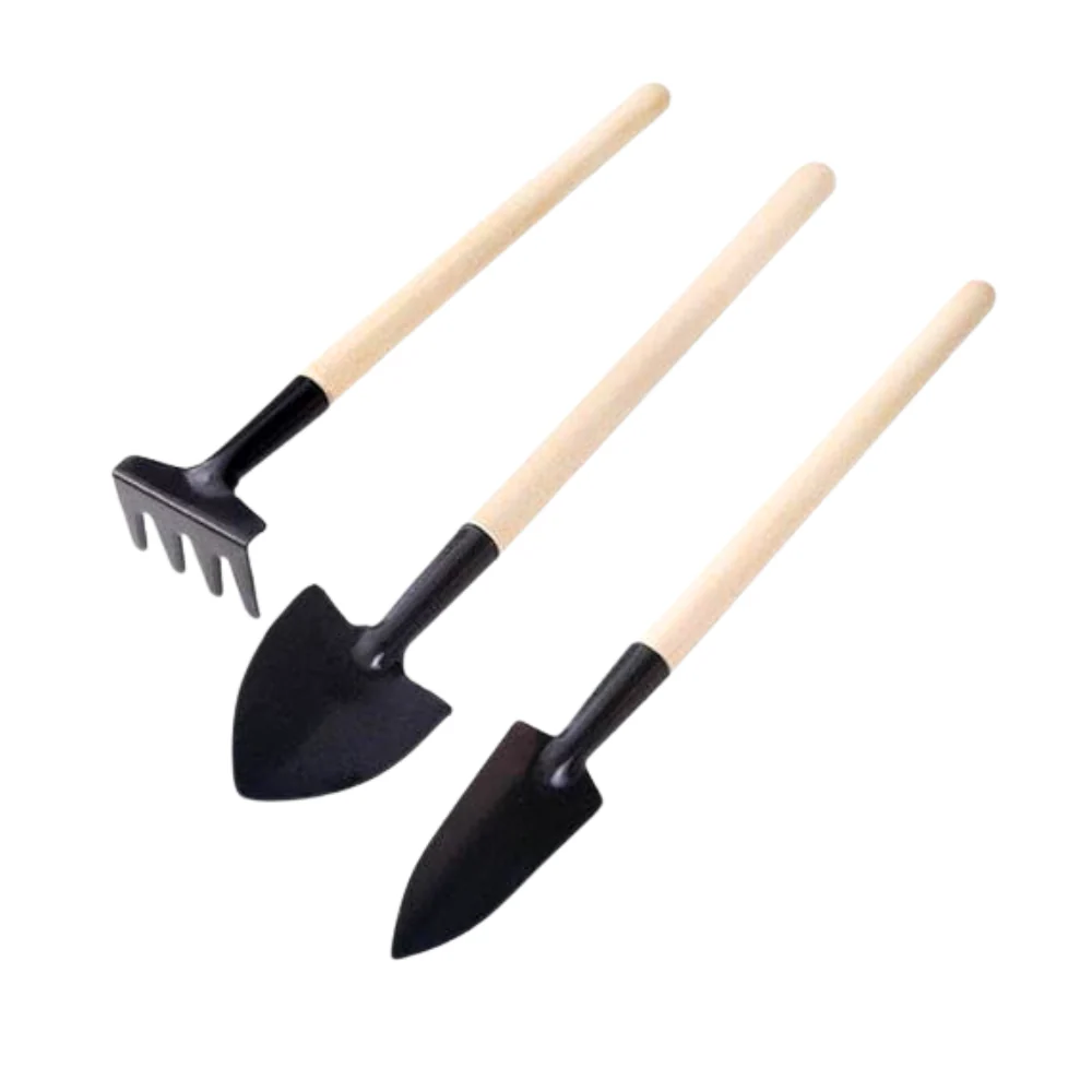 Toy Gardening Tools Kit with Wooden Handle, 3-Piece Mini Garden Tool Set for Kids & Beginners - Image 3