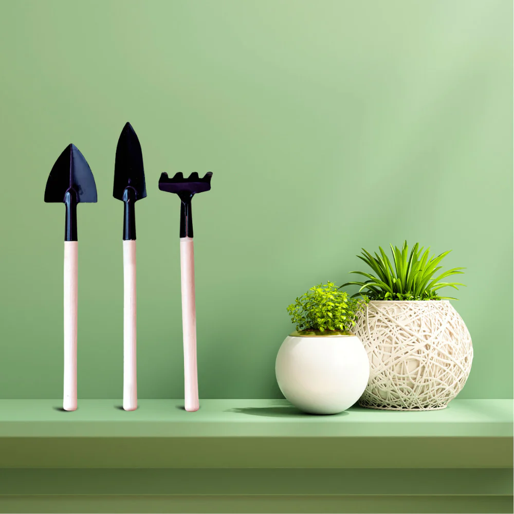 Toy Gardening Tools Kit with Wooden Handle, 3-Piece Mini Garden Tool Set for Kids & Beginners - Image 4