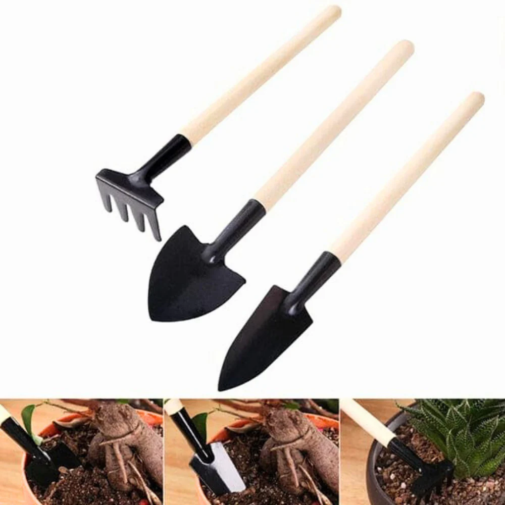 Toy Gardening Tools Kit with Wooden Handle, 3-Piece Mini Garden Tool Set for Kids & Beginners - Image 6