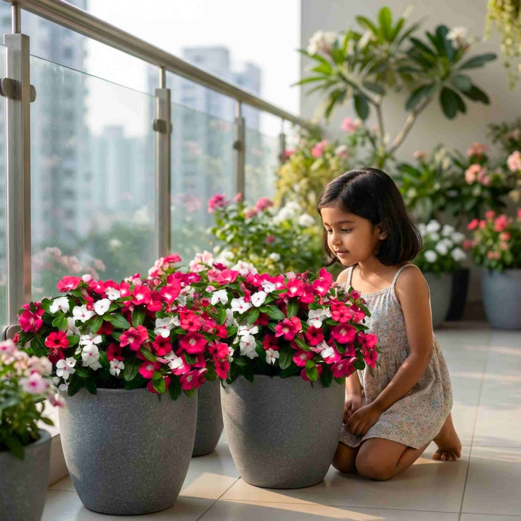 Vinca Pacifica XP Mix Seeds - 25 Seeds (Periwinkle/ Sadabahar/सदाबहार के बीज) High Germination, Annual Flower Seeds for Terrace Gardening - Image 2